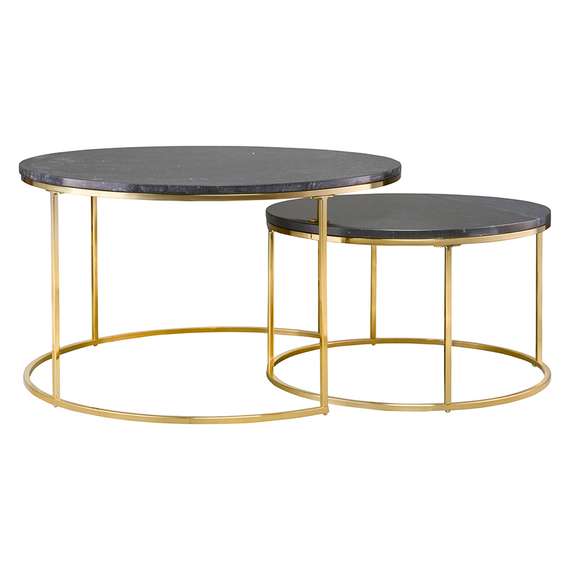 Набор столиков журнальных Hans, Ø60 см и Ø80 см, черный мрамор