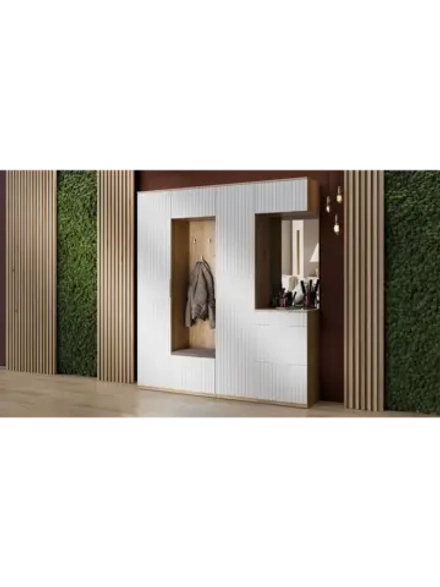 Прихожая с зеркалом Дуб Крафт золотой 200х43х226