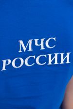 Футболка женская МЧС цв. василек (вышивка)