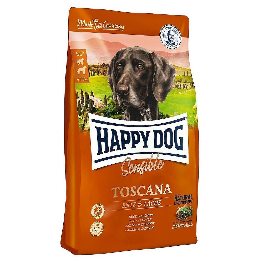 Happy Dog Supreme - Sensible Toscana корм для собак средних и крупных пород с лососем и уткой 2,8 кг