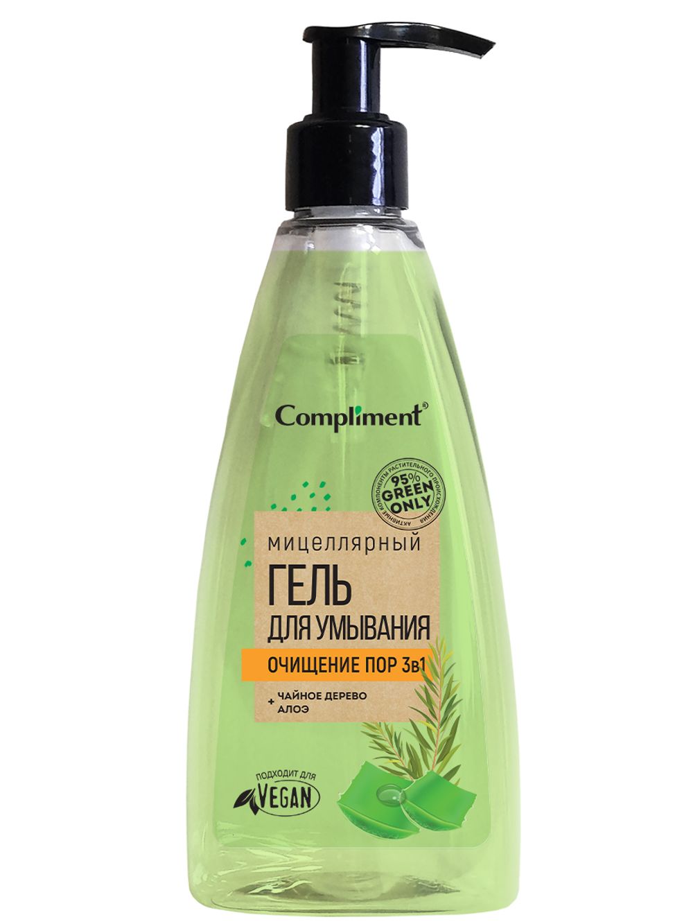 Compliment Green only мицеллярный гель для умывания ОЧИЩЕНИЕ ПОР 3 В 1, 250 мл