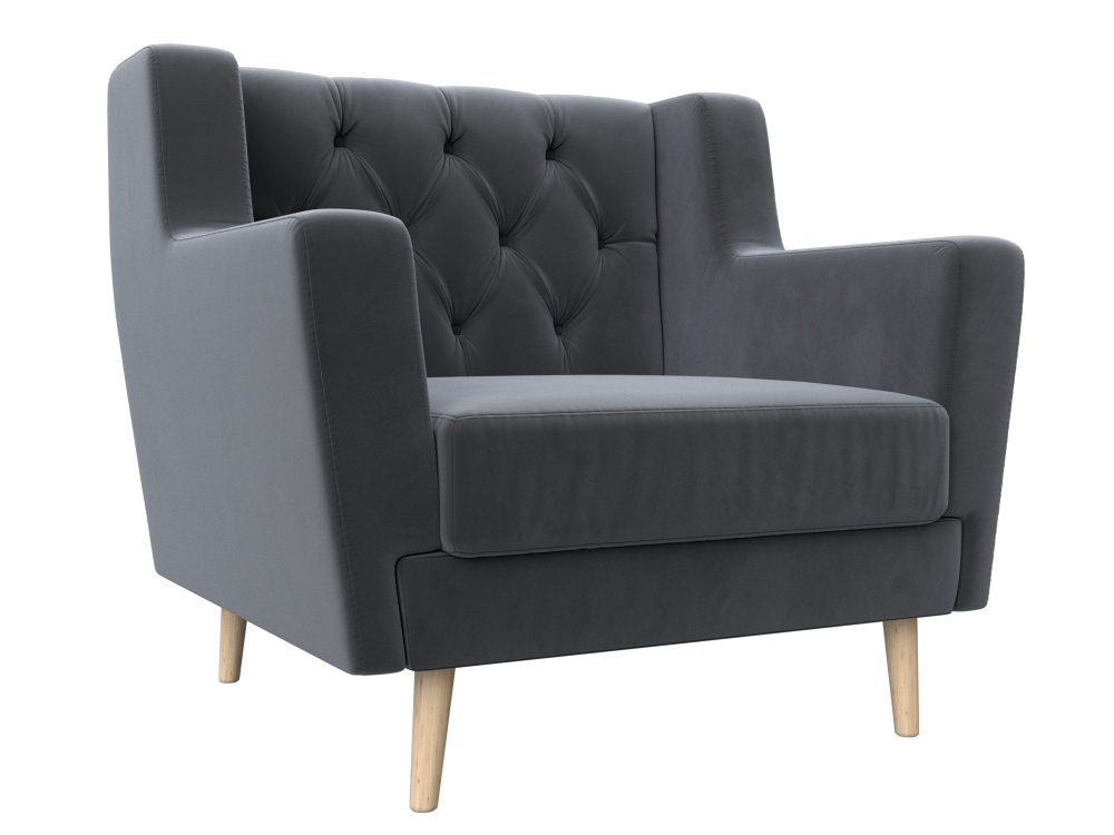 Кресло Брайтон Люкс, Серый, Велюр, 108894