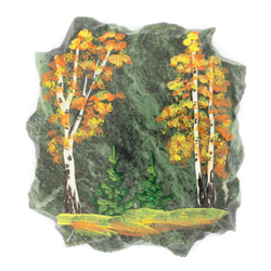 Магнит "Осенний пейзаж" камень змеевик 7х70х80 мм 80 гр. R116267