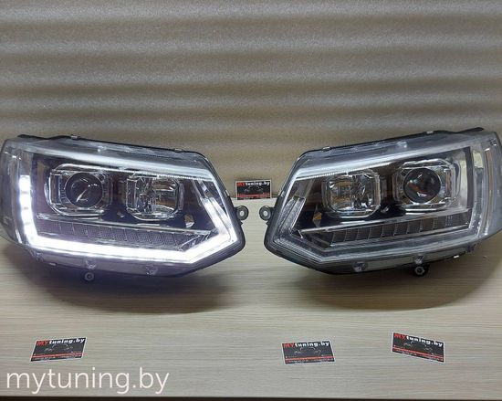 Передние фары Tru DRL для Volkswagen T5 (10-15) динамические хромированные