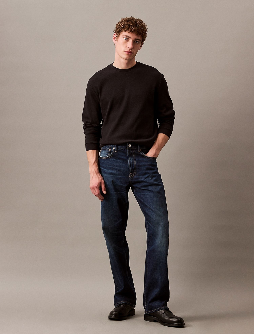 Лонгслив Calvin Klein Waffle Crewneck Black Beauty