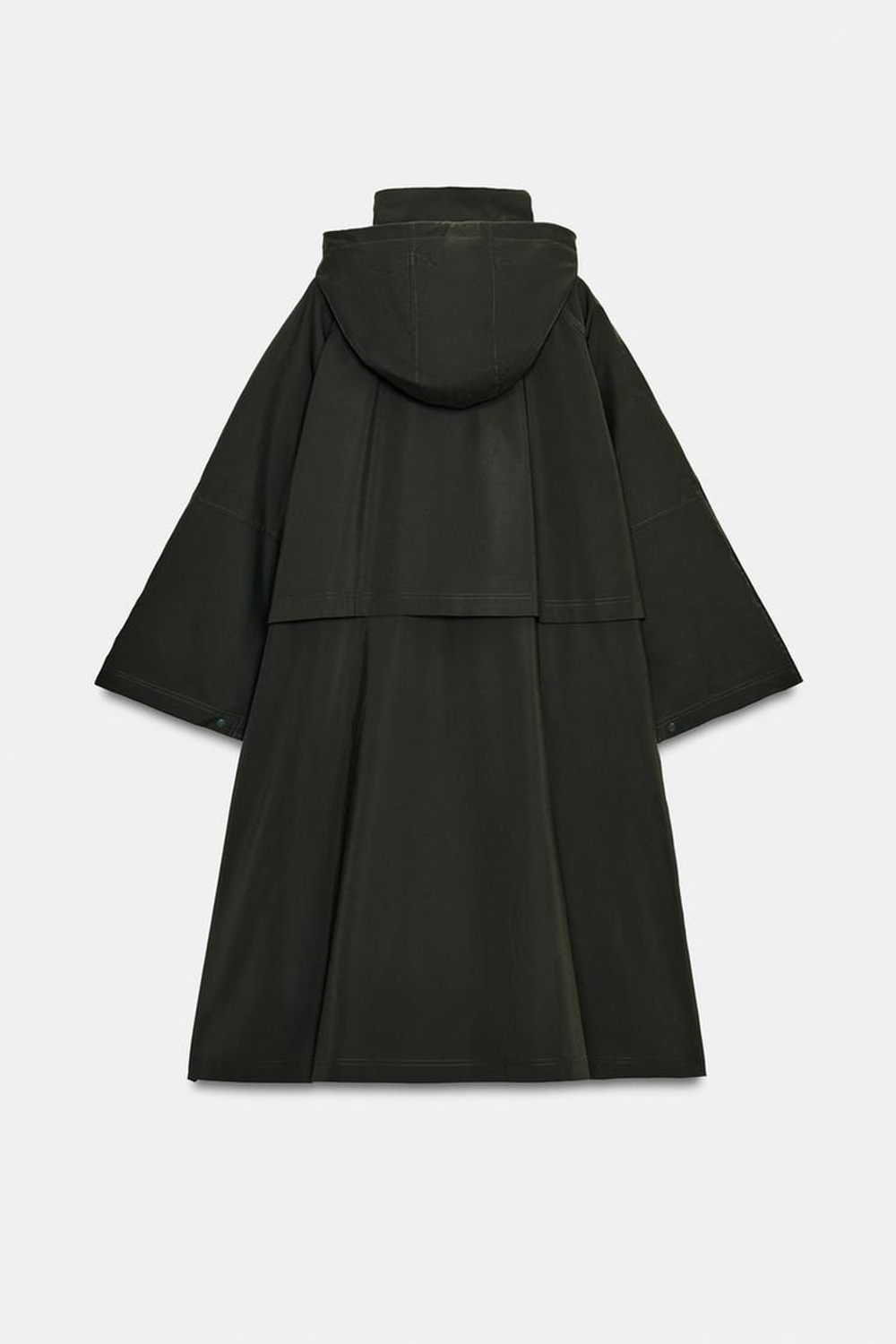 ZARA ТРЕНЧ-НАКИДКА WATER REPELLENT — ZW COLLECTION LIMITED EDITION, ТЕМНЫЙ БУТЫЛОЧНО-ЗЕЛЕНЫЙ