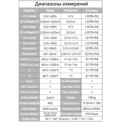 Мультиметр цифровой (токовые клещи) ANENG ST212