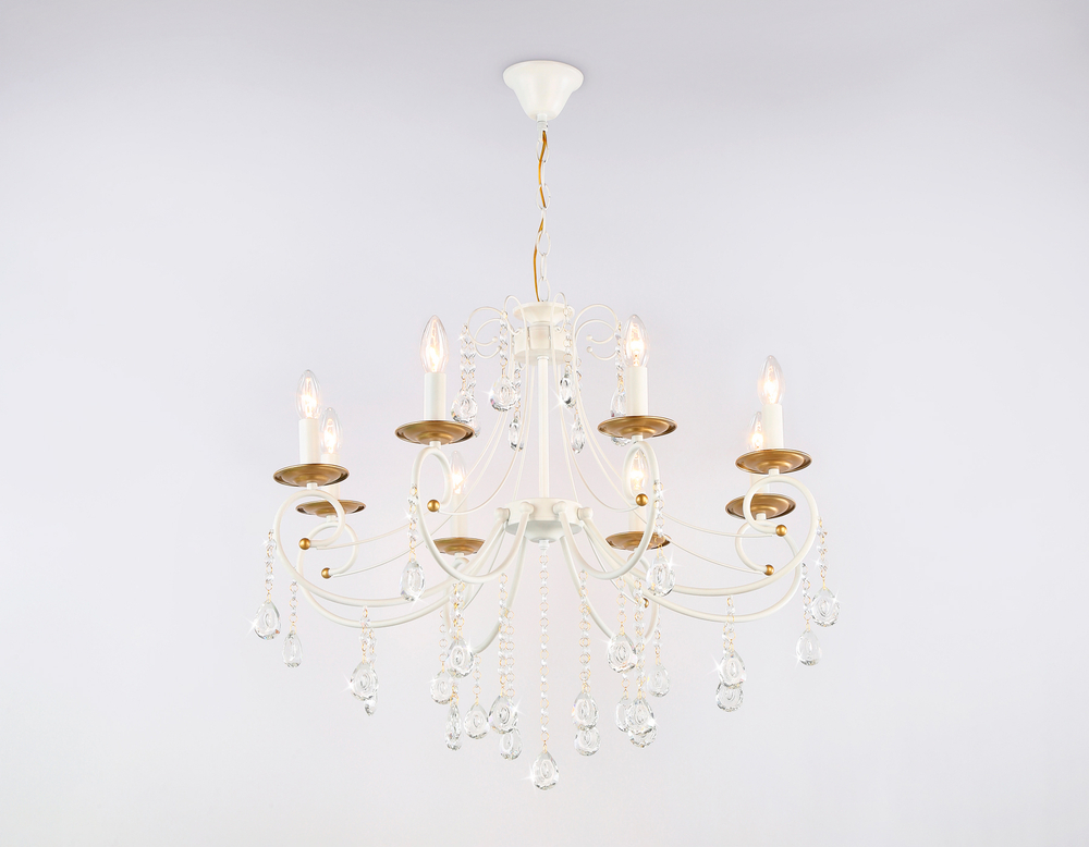 Светильник подвесной TR4917/8 WH/GD белый/золото E14/8 max 40W D740*930