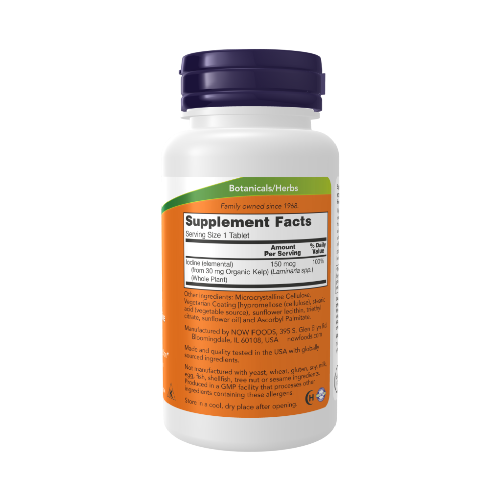 Now Foods Kelp 150 mcg 200 tablets, Келп, Йод