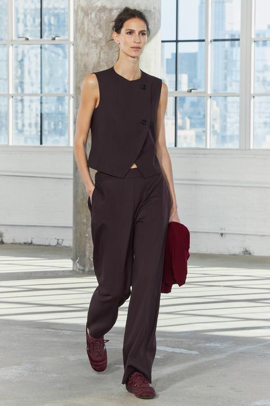 ZARA ТОП-ЖИЛЕТ С ПУГОВИЦАМИ — ZW COLLECTION, КОРИЧНЕВЫЙ