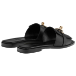 Hermes Giulia leather classic Shoe Buckle slippers Women's Black, H232129Z 02