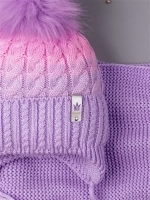 Шапка для девочки зимняя вязаная с помпоном и снуд