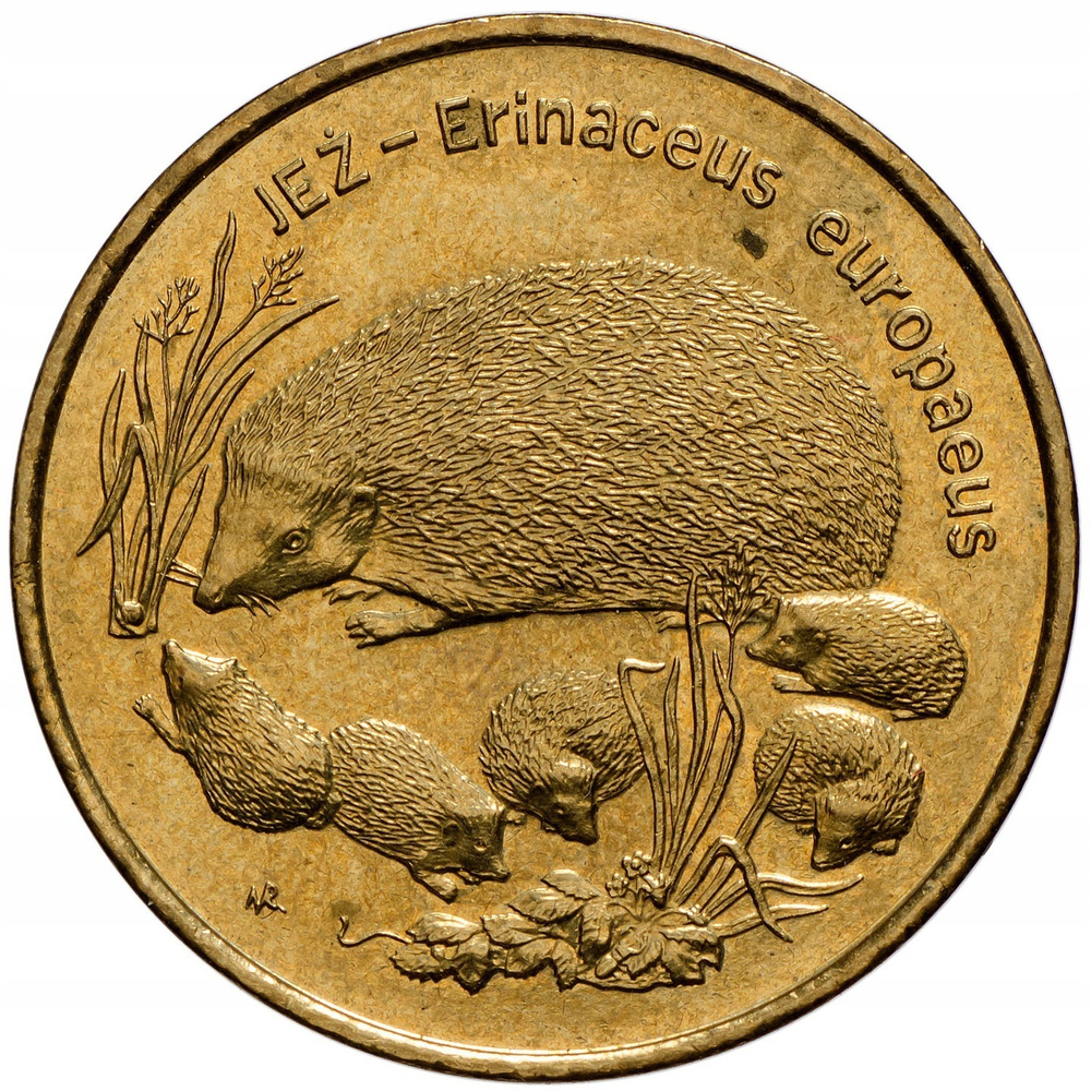 2 злотых Ёж (животный мир) 1996 год, Польша. UNC