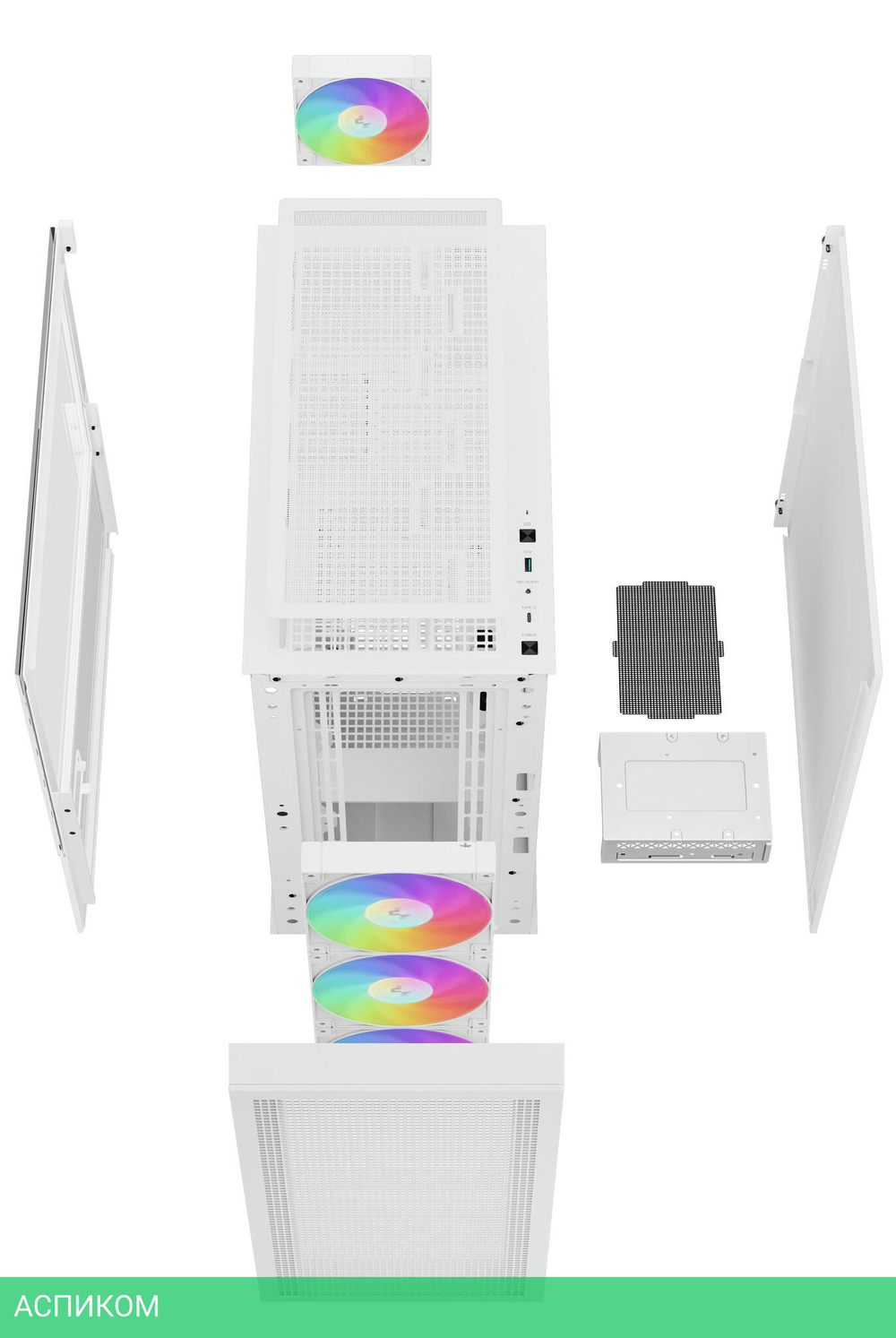 Корпус DeepCool CH560 Digital WH ATX без БП белый (R-CH560-WHAPE4D-G-1)