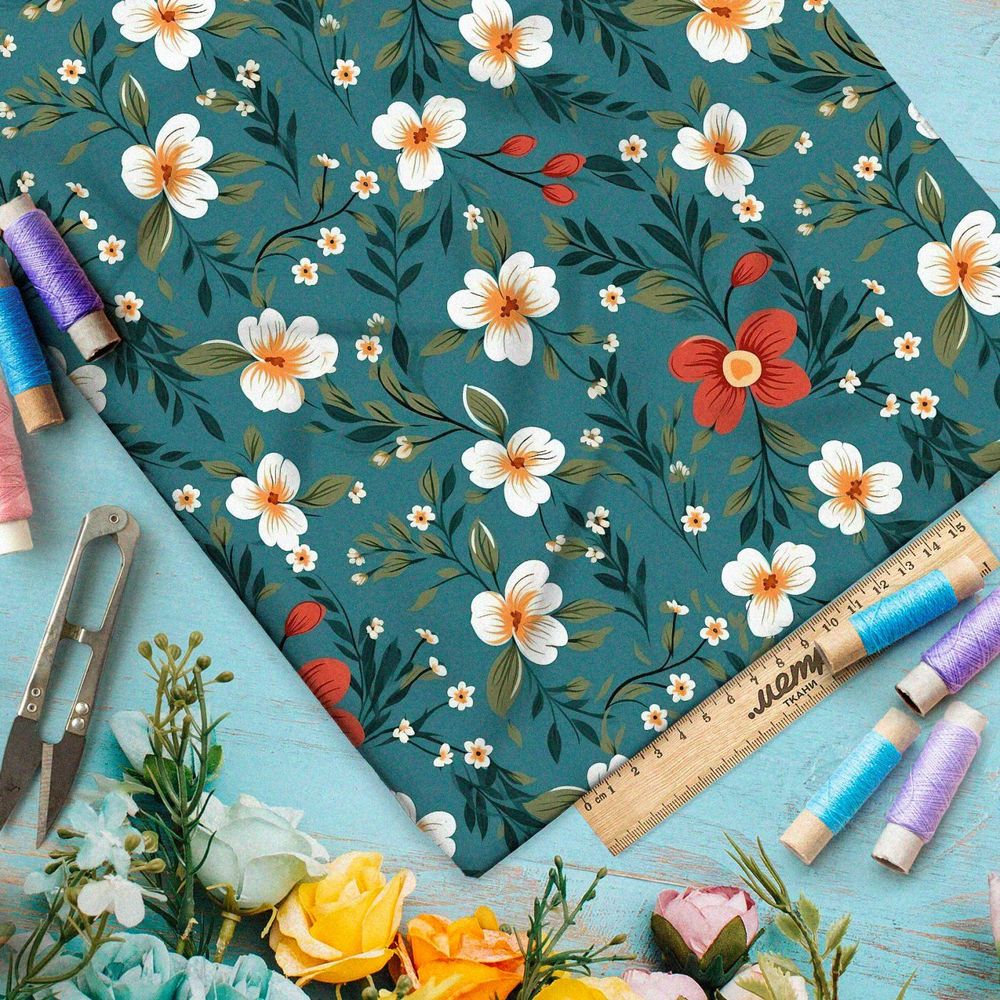 Ткань премиум дюспо весенний цветочный ветер