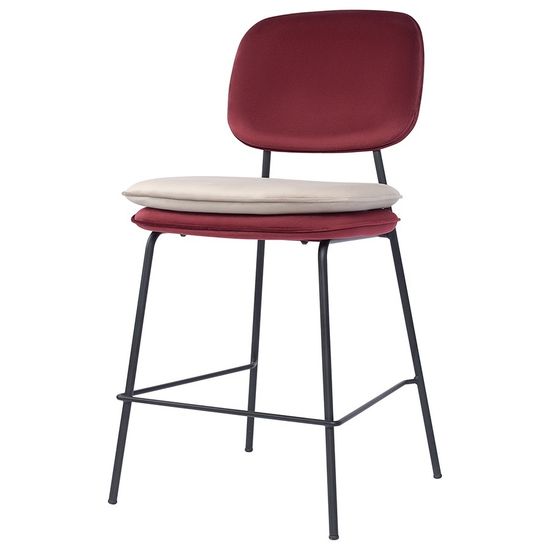 Стул полубарный pea, велюр, бордовый/бежевый