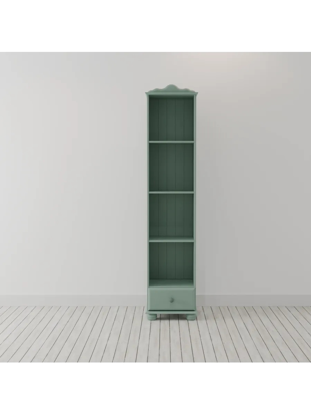 Стеллаж 3 полки Бритта из сосны, 1 ящ., 40х32х182, эвкалипт