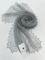 Оренбургский пуховый палантин с шелком АШ12040-03 серый