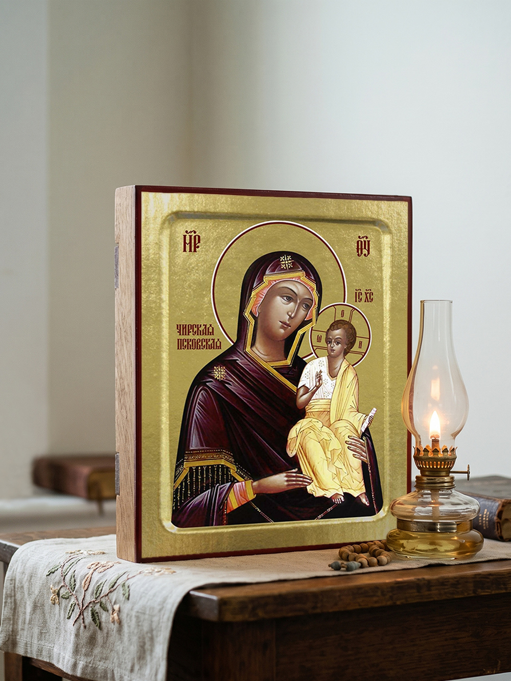 Икона Пресвятой Богородицы, Чирская (Псковская) на дереве: 125 х 160 (Синопсисъ)