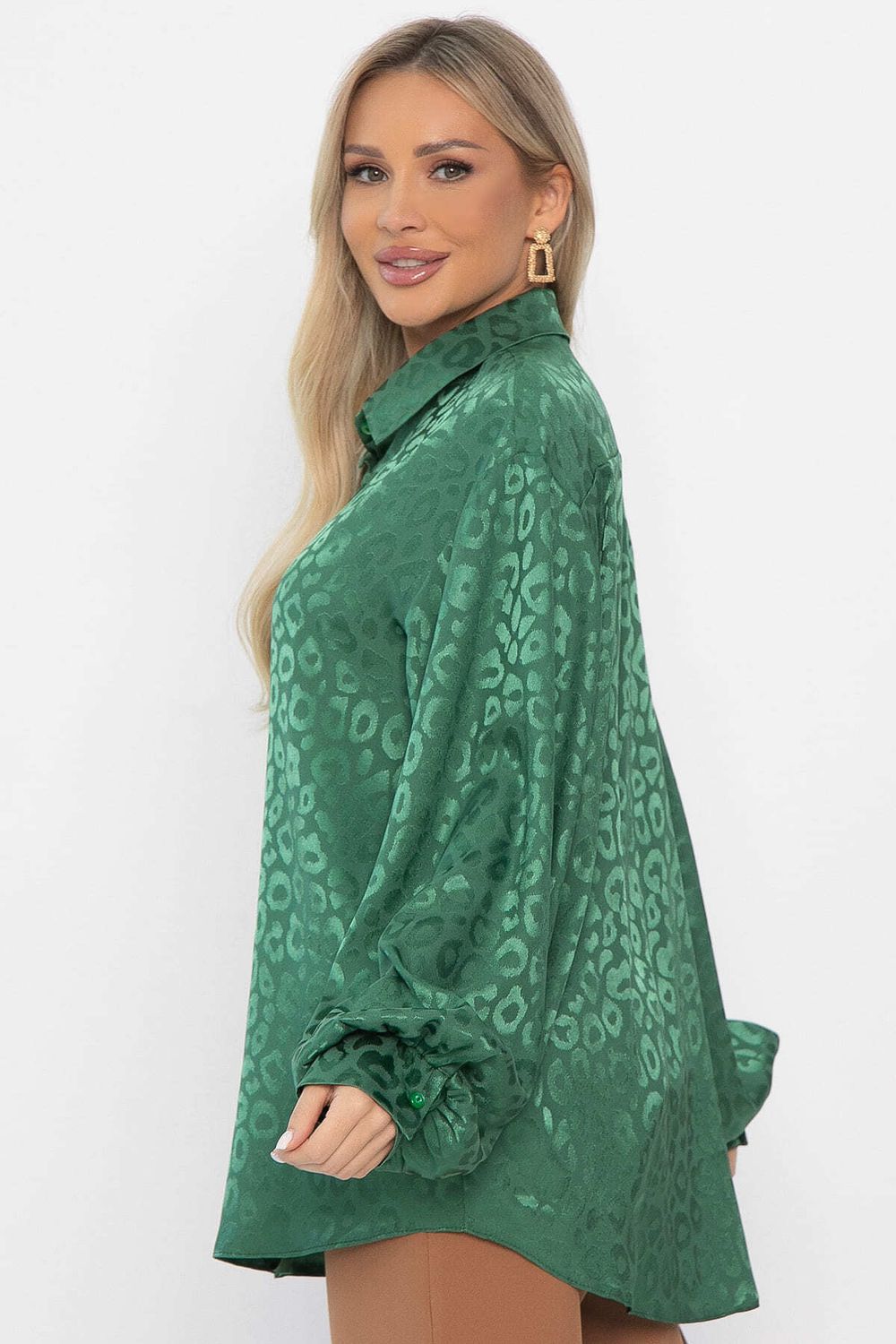 Рубашка атласная Все мысли о тебе (зеленая) Б14504-7М LT Collection