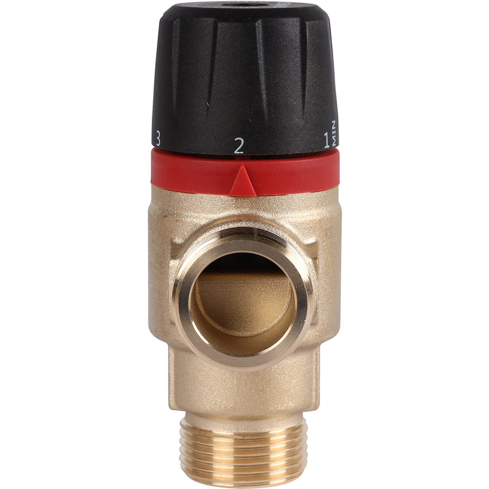 Клапан термостатический смесительный ROMMER - 3/4" (НР/НР, 30-65°C, Kvs 1.8, T-смешивание)