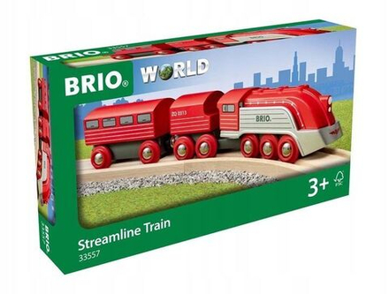 Деревянная железная дорога Brio World - Cкорый поезд Футуристик с деревянными вагонами - Брио 33557