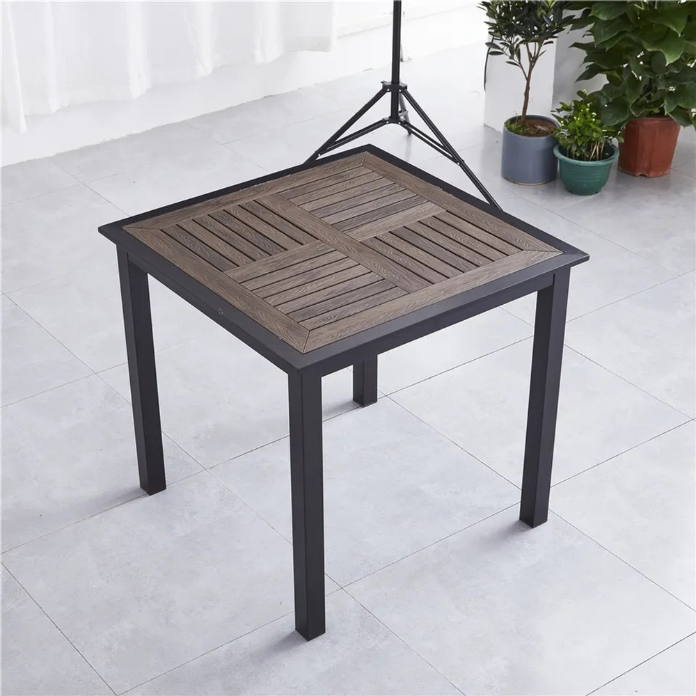 Алюминиевый квадратный стол  80*80 ПОЛИВУД-1 «POLYWOOD-1» цвет каштан арт.1024