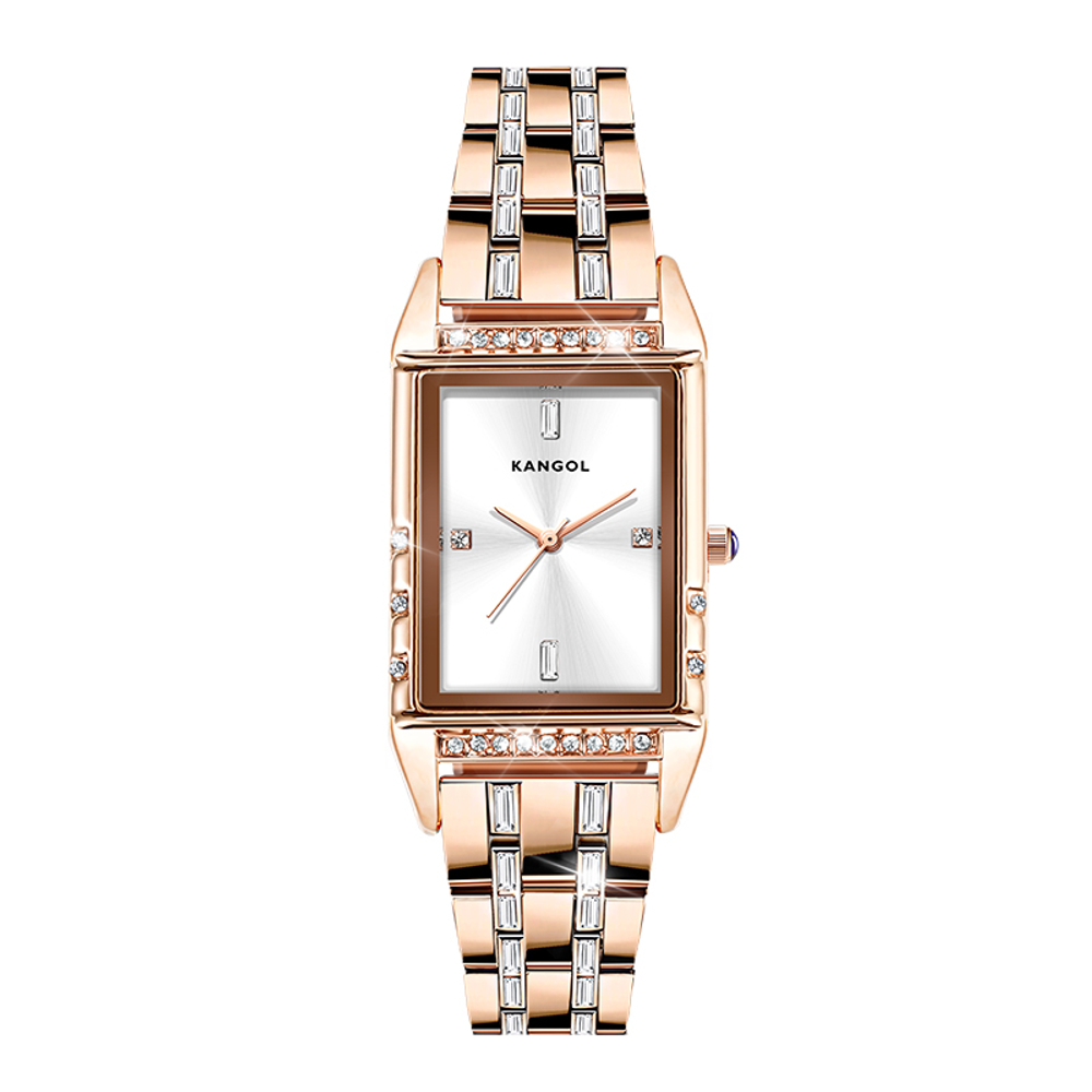 KANGOL Possession Collection Quartz Movement Stainless Steel Watchband Watch Women"s Watch White Dial