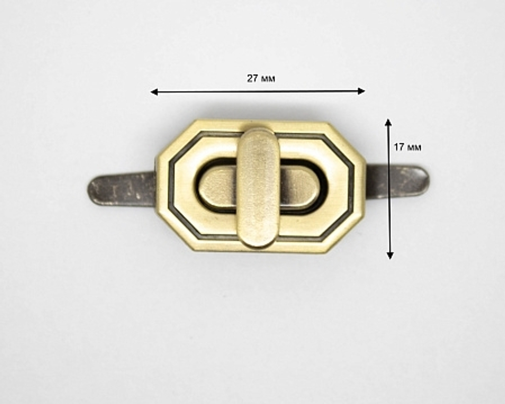 Замок вертушка на винтах 27*17 Антик