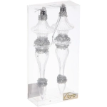 Елочные игрушки «Изящная нежность» 4,5*4,5*19 см (набор 2 шт), Белый