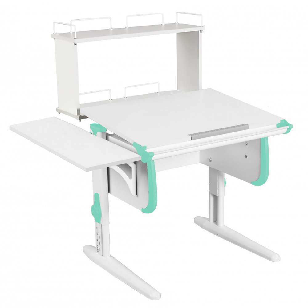 Растущая парта Дэми СУТ 24 с задней двухъярусной полкой СУТ.14.250 и боковой полкой СУТ.24.230 (1020×880 мм)