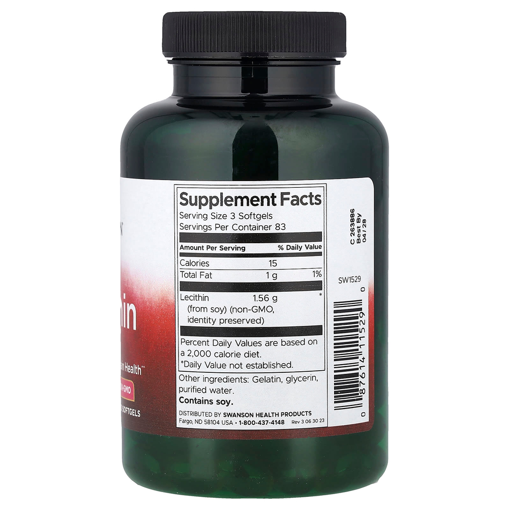 Swanson, Лецитин, 520 мг, 250 мягких таблеток