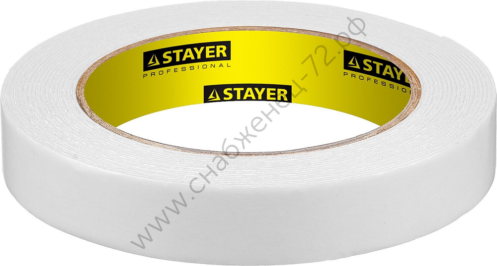 STAYER 19 мм, 5 м белая, на вспененной основе, Двухсторонняя клейкая лента, PROFESSIONAL (12231-19-05)