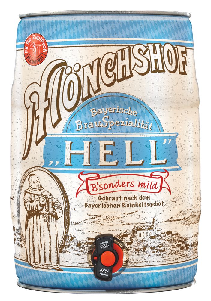 Пиво Мюнхов Байриш Хелл / Monchshof Bayerisch Hell 5л - бочонок