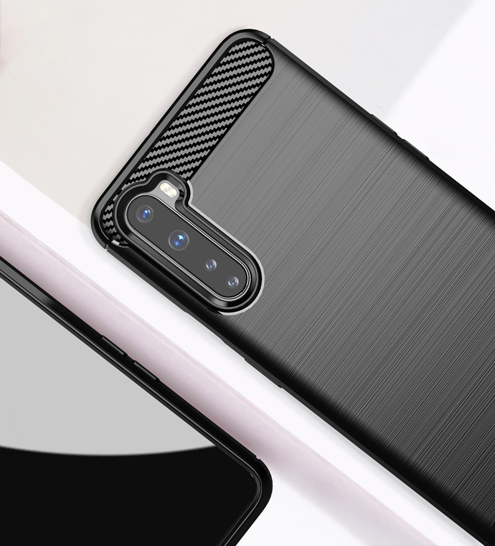 Чехол черного цвета для OnePlus Nord, серии Carbon (карбон дизайн) от Caseport