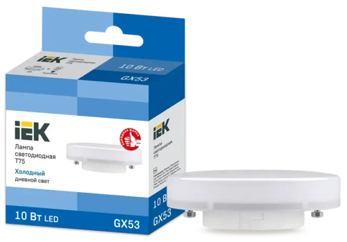 Лампа светодиодная T75 таблетка 10Вт 230В 6500К GX53 IEK