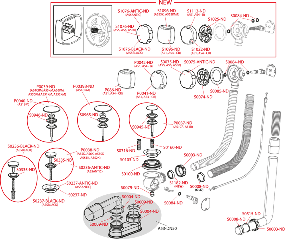 A55 К 80см слив- перелив для ванны автомат