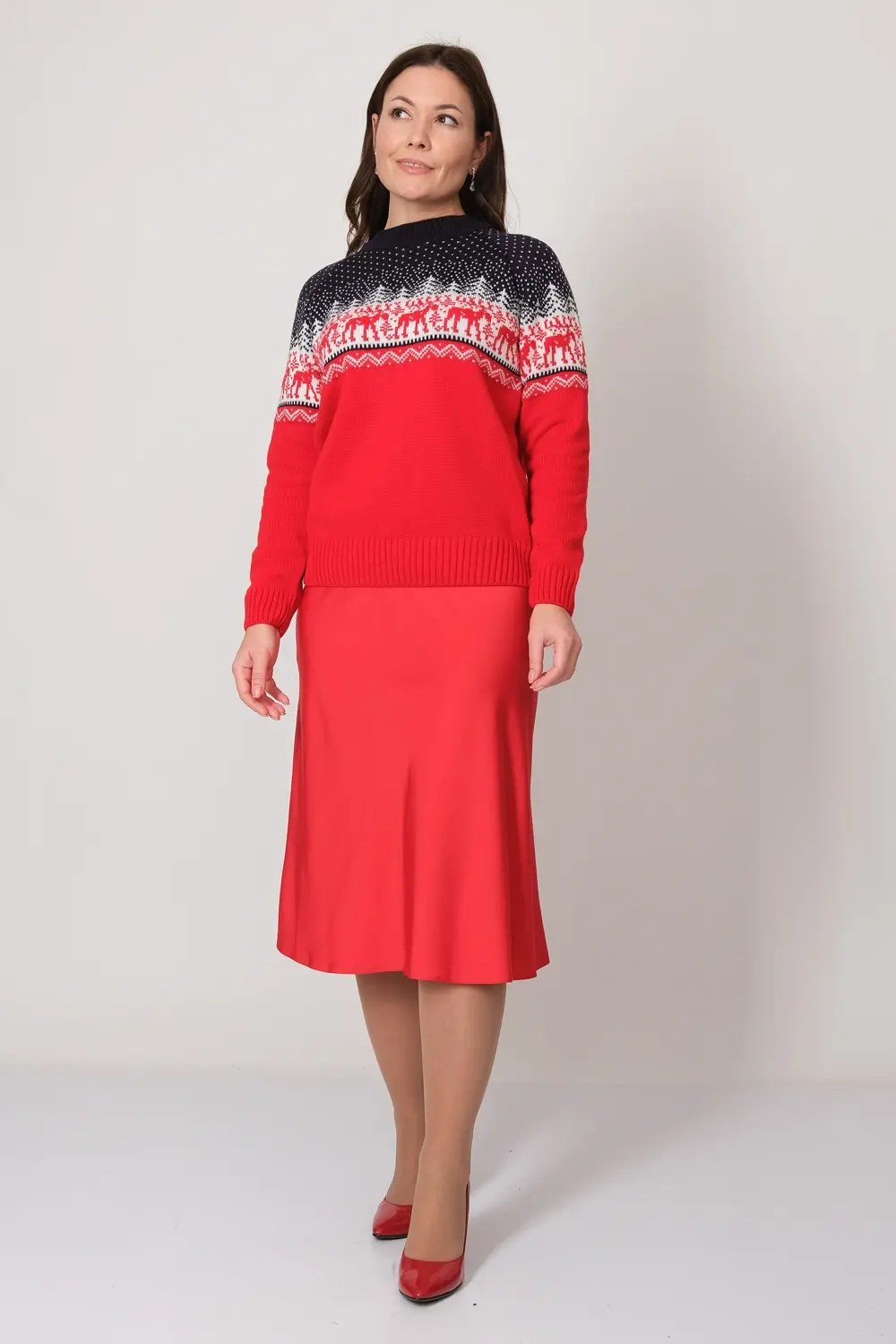 Джемпер С 849/ красно-синий