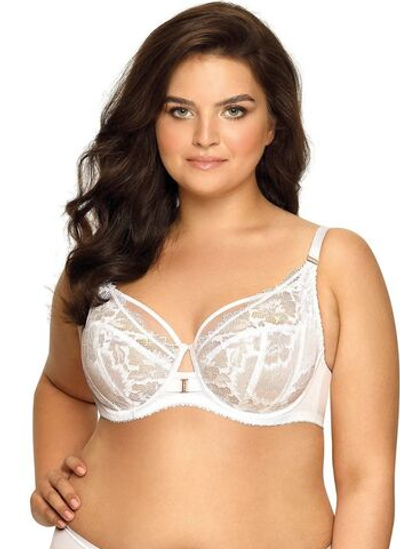 Гипюровый бюстгальтер на косточках с мягкой чашкой (Размер: 65J) (Цвет: белый)