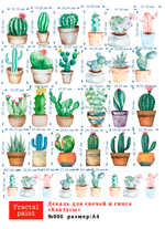 Трансфер переводной - декаль для свечей и гипса кактусы 006