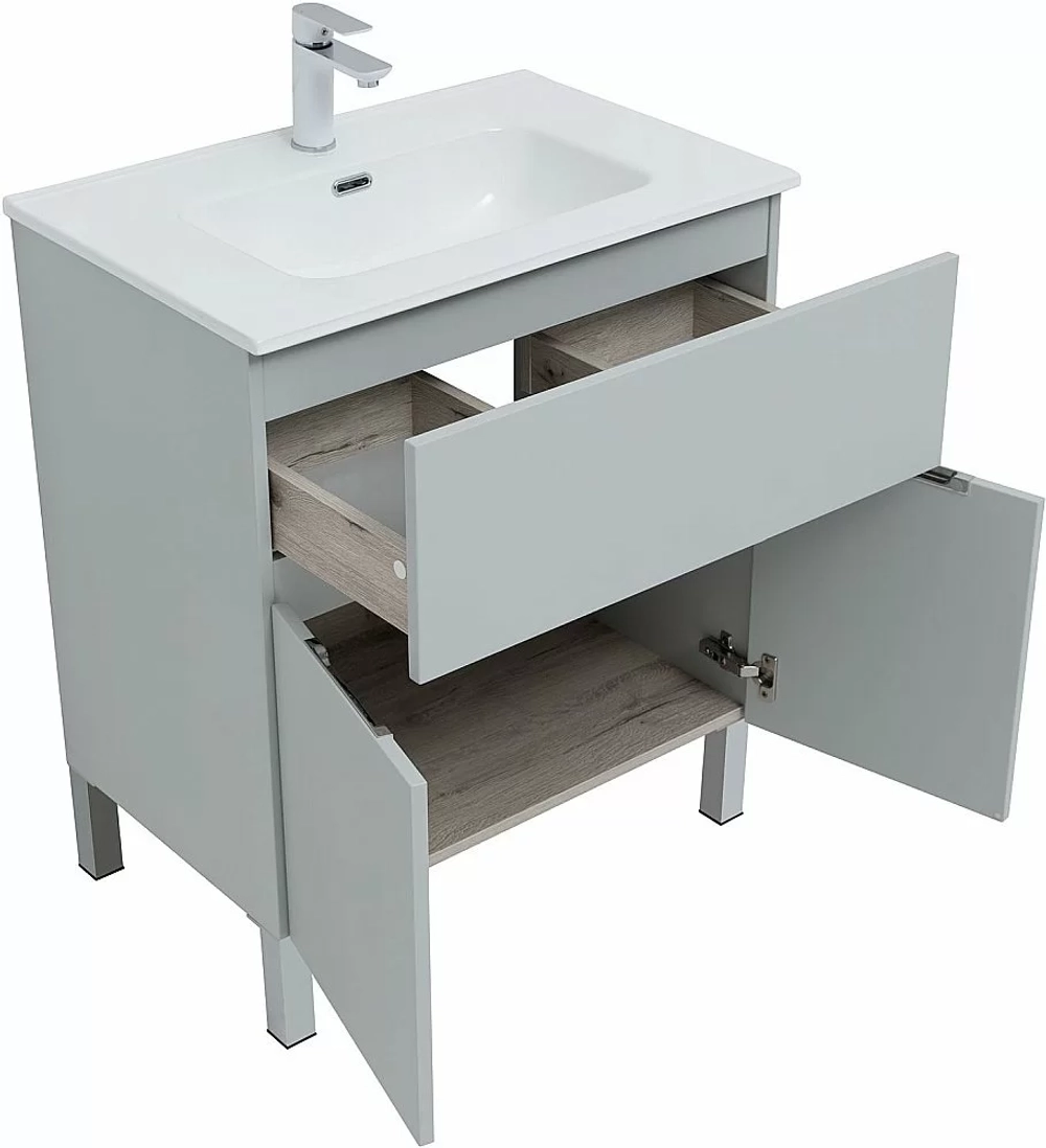 Тумба с раковиной Aquanet Алвита New 303899 70 серый