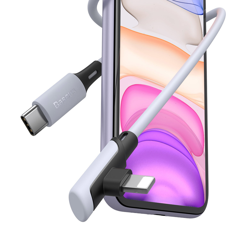 Lightning Кабель Baseus Colourful Elbow Cable Type-C to iP PD 18W 1.2m - Purple