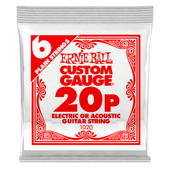 Струна одиночная для акустической и электрогитары ERNIE BALL 1020 Plain Steel .020