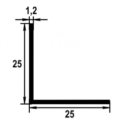 Профиль уголок Лука 25*25*1,2 Уп 09.2000.501л серебро