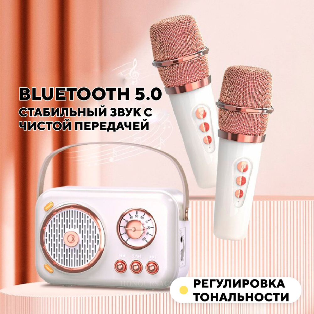 Детская караоке колонка, блютуз станция с микрофоном