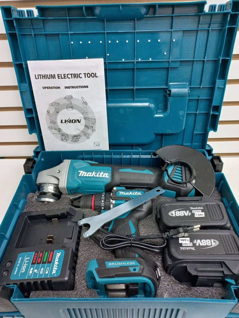 Набор 2 в 1 аккумуляторный Makita  УШМ+Шуруповерт