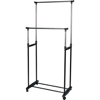 Вешалка напольная CR465 на колёсах 2 перекладины CR465, размер: 78*42*93*168 см
