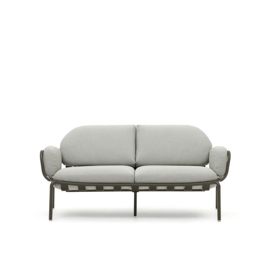 Уличный диван Joncols из серой ткани и зеленым алюминиевым каркасом 164 см