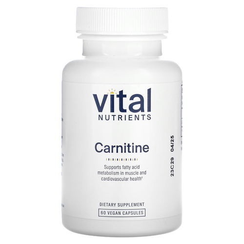Vital Nutrients, Карнитин, 60 веганских капсул (500 мг на капсулу)
