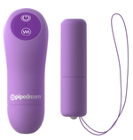 Фиолетовые трусики с вибропулей и пультом Crotchless Panty Thrill-Her